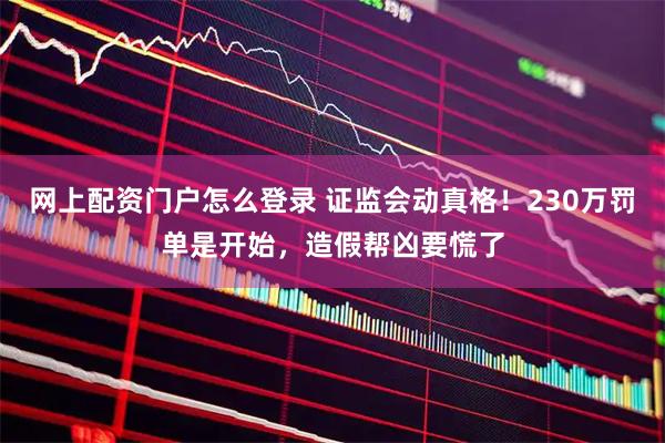 网上配资门户怎么登录 证监会动真格！230万罚单是开始，造假帮凶要慌了