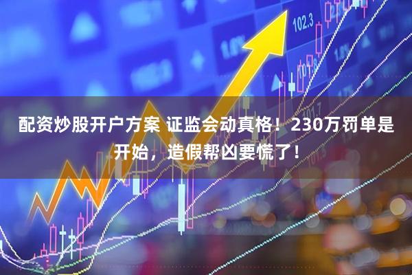 配资炒股开户方案 证监会动真格！230万罚单是开始，造假帮凶要慌了！