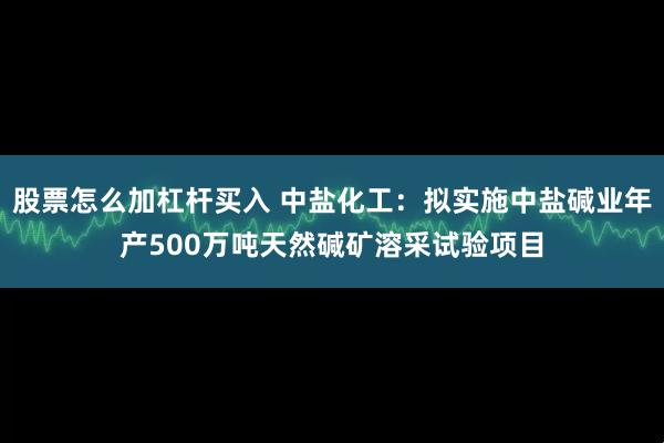 股票怎么加杠杆买入 中盐化工：拟实施中盐碱业年产500万吨天然碱矿溶采试验项目